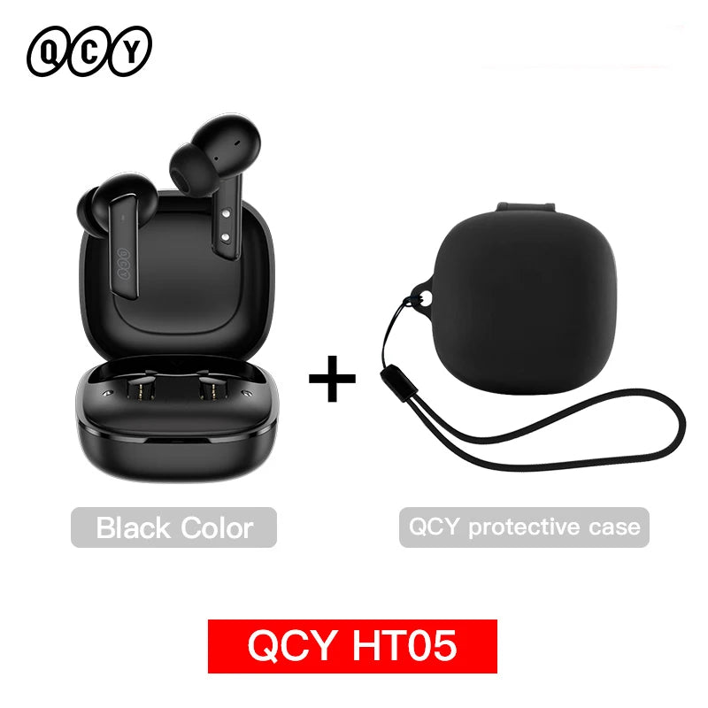 Fone de ouvido sem fio QCY HT05 ANC com cancelamento de ruído de 40 dB, Bluetooth 5.2, 6 microfones, ENC HD, chamada, TWS, modo de transparência