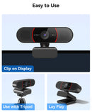 Webcam 4K com tripé EMEET USB para computador, com foco automático e microfones para streaming, compatível com Zoom/Teams/OBS/PC/Mac/Laptop.