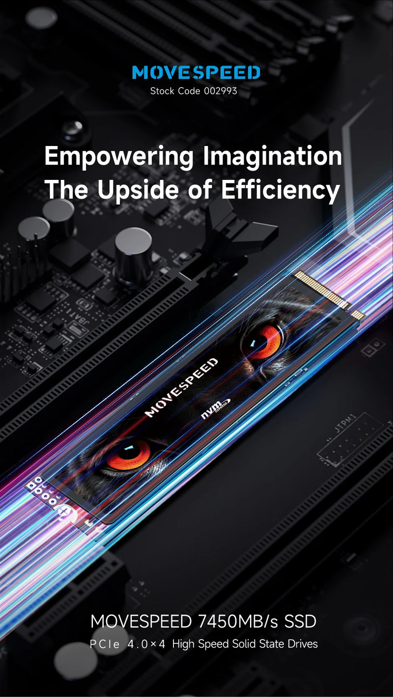 SSD MOVESPEED 7450 MB/s NVMe M.2 2280 4 TB 2 TB 1 TB Disco Rígido Interno de Estado Sólido M2 PCIe 4.0x4 2280 Unidade SSD para PS5 Laptop PC