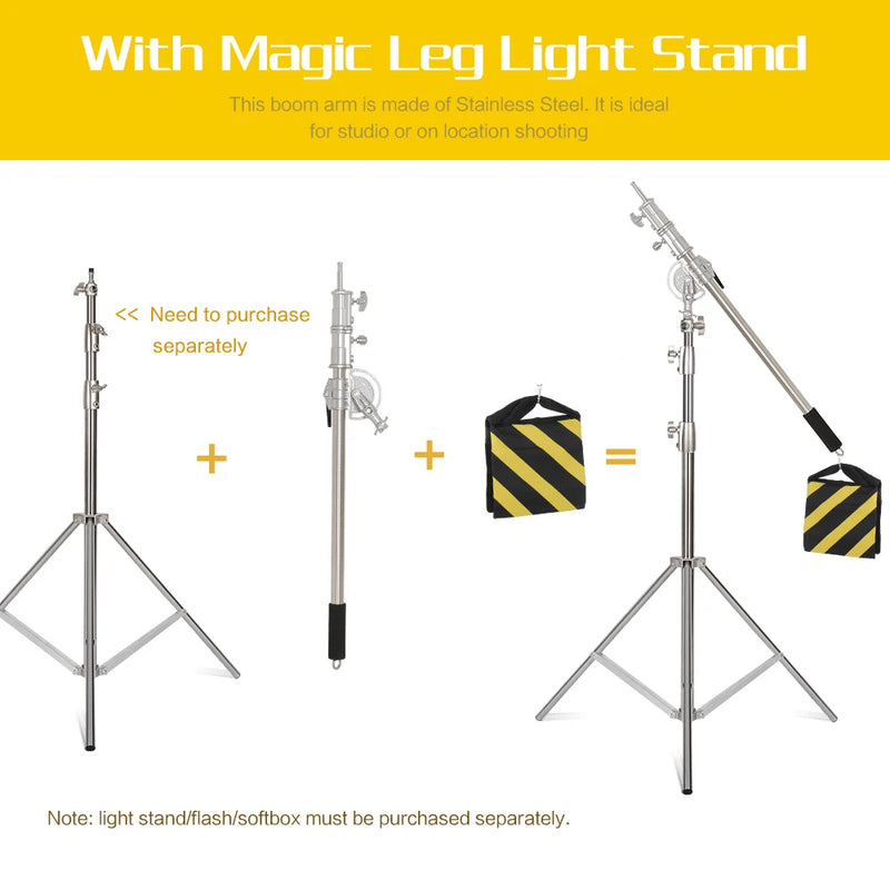 Tripé de pressão de ar de 290 cm com rolamento de 10 kg para câmera, suporte de luz de aço inoxidável para anel de luz, transmissão ao vivo no YouTube e fotografia, macio
