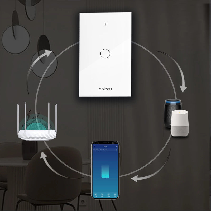 Interruptor Inteligente 1, 2, 3 ou 4 Botões Monopolar, sem Necessidade de Neutro, 1 Canal, 16A - Compatível com Alexa e Google Home