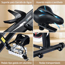 Bicicleta ergométrica ZRSE para uso doméstico, ideal para exercícios cardiovasculares em ambientes internos, com suporte para iPad e monitor LCD. Transmissão silenciosa por correia.
