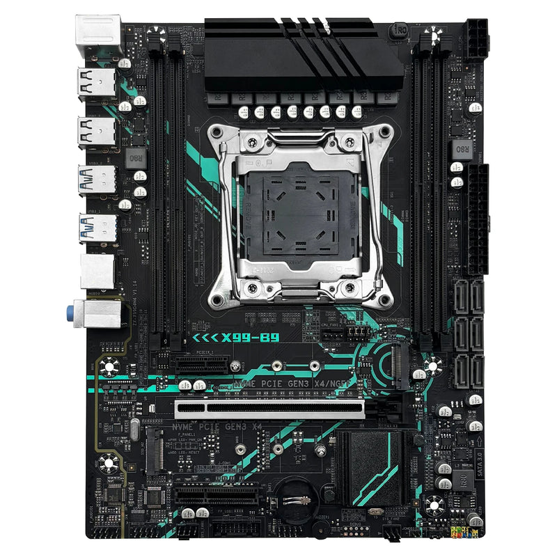 Placa-mãe MACHINIST X99 B9 LGA 2011-3 com slot M.2, suporte para chip X99 C612, memória DDR4, SATA 3.0, USB 3.0 e PCIe 16X.