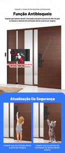 Fechadura eletrônica inteligente com impressão digital biométrica, cartão inteligente, senha, chave, desbloqueio, USB, sem aplicativo, trava de carga de emergência para casa