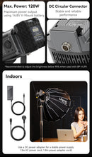 Ulanzi VL-120Bi VL-120C 120W V-Mount COB Luz sem fio Controle por aplicativo 2700K-6500K Luz de vídeo para fotografia de vídeo de esquete