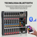 Mesa de mistura profissional USB de 8 canais, placa de mixagem de áudio, efeitos digitais, reprodutor de MP3, consoles, computador, gravação de palco.