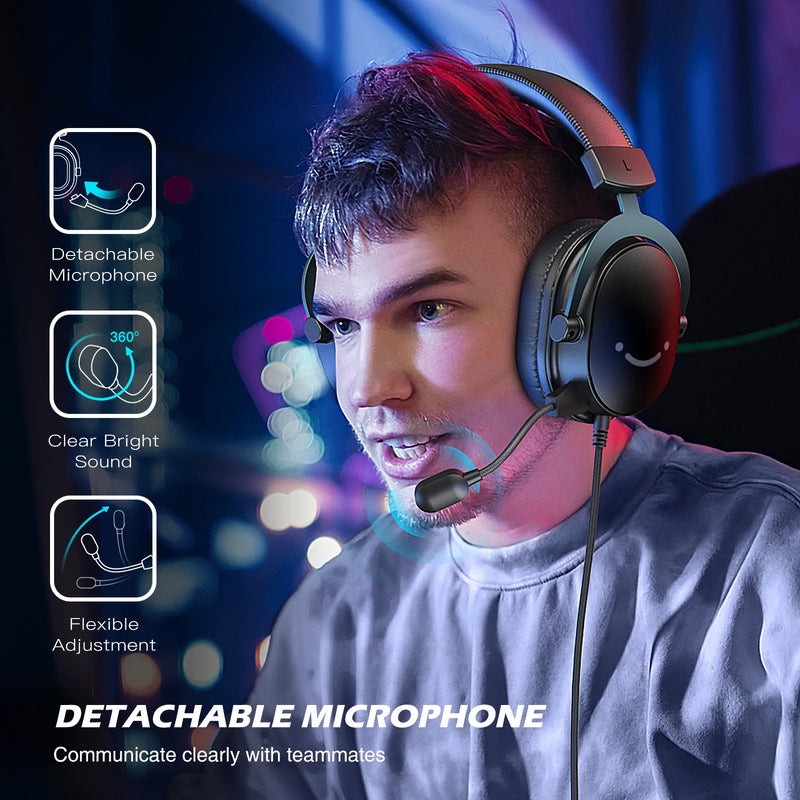 Fone de ouvido FIFINE, fone de ouvido USB com conector de 3,5 mm e som surround 7.1, controle de volume e botão de mudo para PC/MAC/PS4/PS5 Mixer-H9