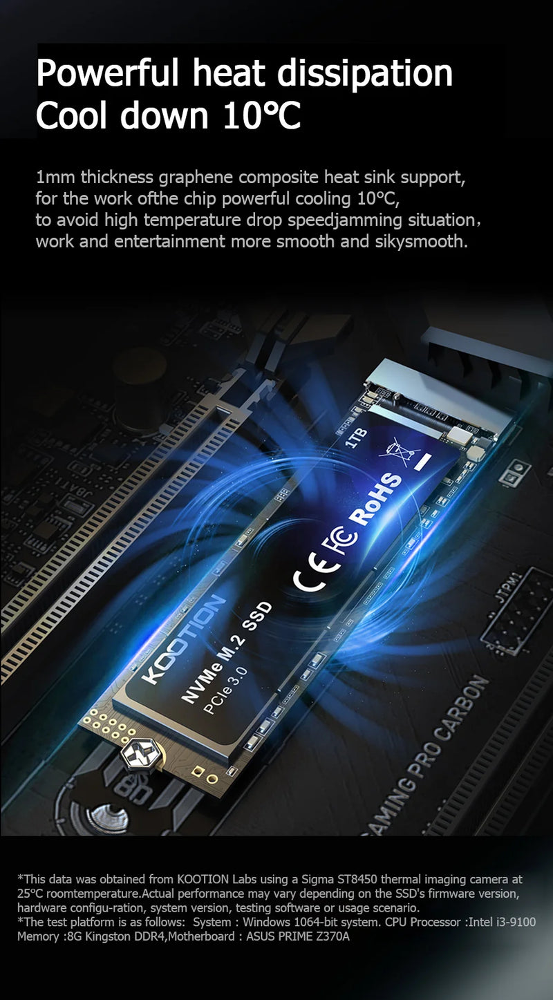 SSD M2 KOOTION X15 NVME 256GB ou 512GB PCIe 3.0x4 M.2 2280 Disco Rígido Interno para Laptop Desktop