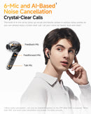 Fones de ouvido sem fio QCY HT10 AilyBuds Pro+ com cancelamento de ruído ativo (ANC), áudio de alta resolução com LDAC, Bluetooth 5.3, 6 microfones, IA para chamadas em HD e conexão multiponto.