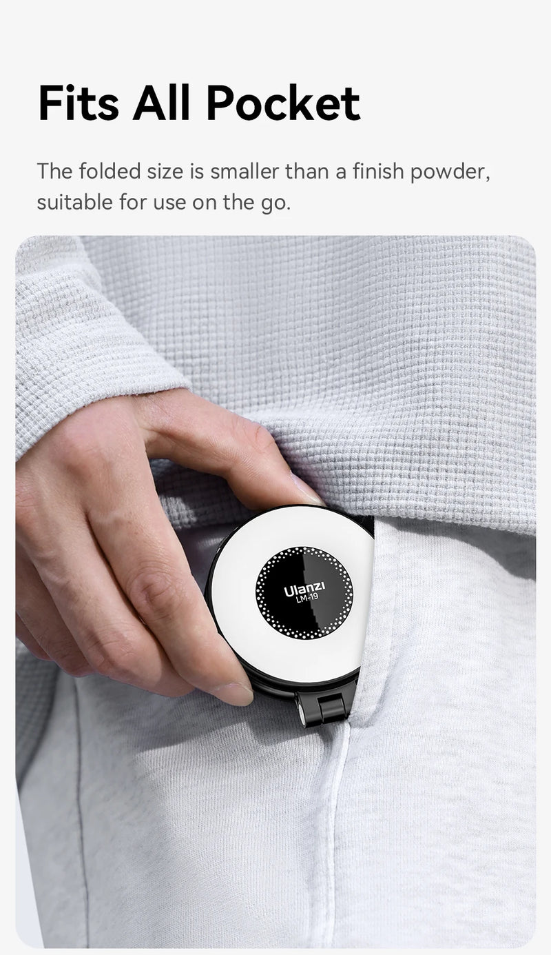 Ulanzi LM19 MagSafe Light Luz portátil para selfies para iPhone 16 15 14 13 12 Pro Max Suporte de luz de preenchimento para selfies e vídeos Vlog