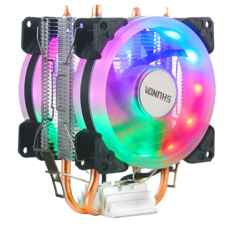Cooler de processador X99 2011 V3 2 Heatpipes, radiador de CPU IWONGOU 3 pinos, ventilador RGB de 90 mm para PC Gamer para Intel 1366/1700/AMD/AM4