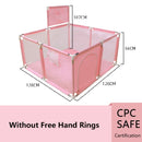 Cercado infantil IMBABY para uso interno, com barreira de segurança, piscina seca e área de recreação para crianças.