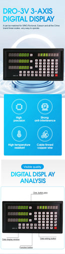 DRO-3V Display de Leitura Digital para Torno Fresador de 3 Eixos AC110V/220V TTL 5V para Régua Óptica, Escala Linear e Encoder