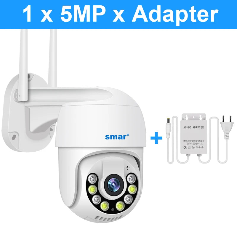 Câmera Smart 3MP 5MP PTZ WiFi externa com rastreamento automático, detecção humana por IA, visão noturna em cores, áudio bidirecional, câmera IP ICsee APP