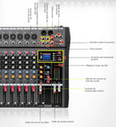 Portable Mixing Console 12 Channels Digital MP3 Computer Input Sound Card Mixer USB Console Karaoke Audio Mixer Broadcast