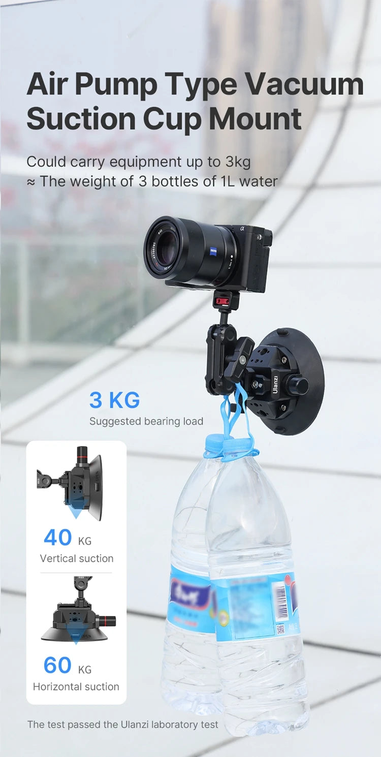 Kit de suporte de carro com ventosa Ulanzi para câmera de ação de celular GoPro Hero Insta360 DJI Magic Arm com rotação flexível e vidro que suga