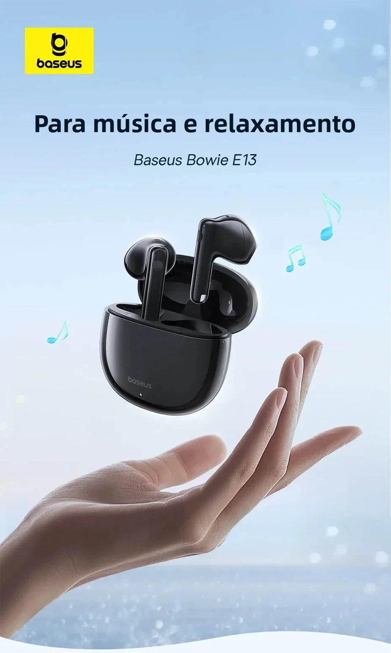 Fone De Ouvido Bluetooth 5.3 Baseus Bowie E13 Som Imersivel Recarregável Latencia Zero