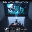 Projetor externo XIWBSY 2025 4K, 40000 lúmens, foco automático, projetor inteligente, vídeo 8K, home theater, Wi-Fi 6, Bluetooth 5.3, projetor portátil.