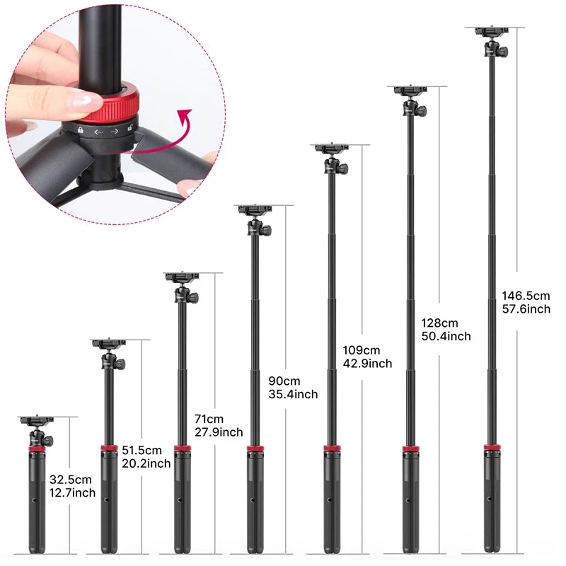 Ulanzi MT-44 Tripé extensível para selfies e vlogs com suporte para celular, câmera DSLR, vídeo, vlog e transmissão ao vivo