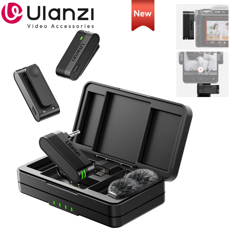 Microfone Ulanzi A100 para Smartphones, Microfone de Lapela Sem Fio para iPhone 16, 15, 12, Xiaomi, Samsung, Dji Action 5, 4, 3, 2, OSMO Pocket 3, SONY