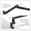 Suporte baixo para microfone de mesa Ulanzi LS26, ajustável em 360°, braço cruzado super longo de 48 cm com suporte para microfone de 1/4'', 3/8'' e 5/8''