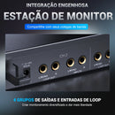 Sistema de monitoramento intra-auricular mono de 4 canais com retorno de palco sem fio Phenyx pro PTM-33 e suporte para rack, ideal para igrejas e casamentos.