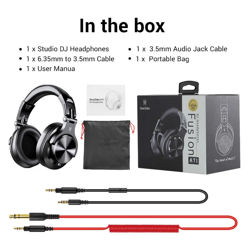 Fone de ouvido com fio Oneodio A71, com microfone, para estúdio DJ, monitor profissional, gravação e mixagem para jogos