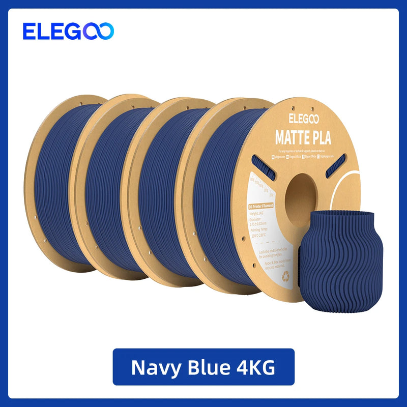 Filamento PLA fosco ELEGOO 1 kg, filamento FDM para impressora 3D de 1,75 mm, precisão dimensional de +/- 0,02 mm, bobina de papelão de 1 kg (2,2 lbs)