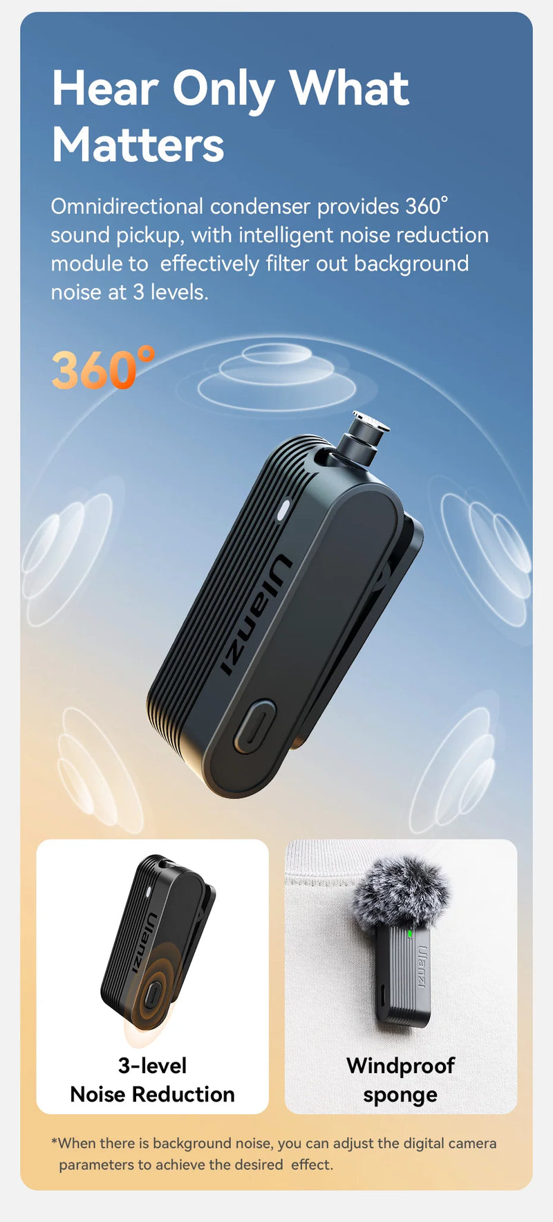Microfone de lapela sem fio Ulanzi A100 para câmera iPhone 16 15 Pro Max Android DJI Action Pocket 3 com gravação dupla ao vivo