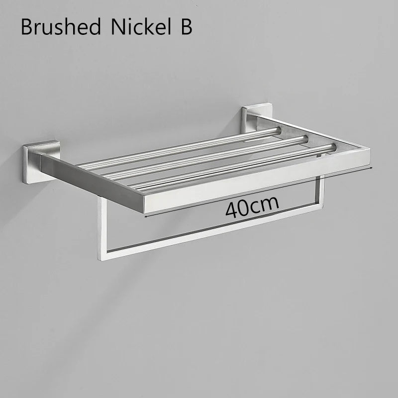 Acessórios para banheiro Toalheiro Aço inoxidável Toalheiro Acessórios para banheiro Prateleira de armazenamento Toalheiro duplo Dourado/Preto/Cromado