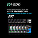 Mesa de Mixagem VEDO AF7: Mesa de Mixagem Analógica com Placa de Som Digital Integrada, 7 Canais, Configurações de Função Personalizadas, Console de Mixagem Analógica para Palco