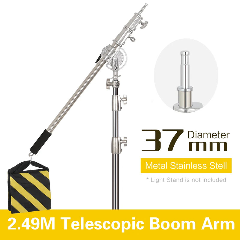Tripé de pressão de ar de 290 cm com rolamento de 10 kg para câmera, suporte de luz de aço inoxidável para anel de luz, transmissão ao vivo no YouTube e fotografia, macio