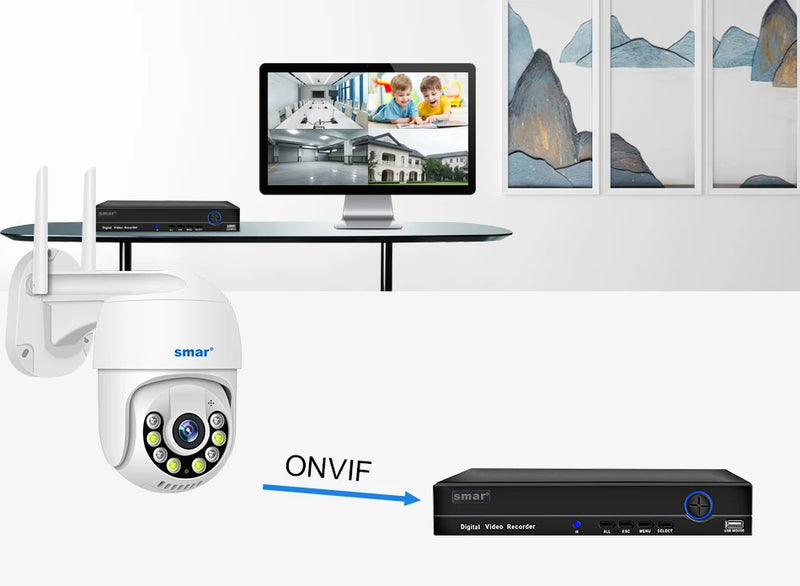 Câmera Smart 3MP 5MP PTZ WiFi externa com rastreamento automático, detecção humana por IA, visão noturna em cores, áudio bidirecional, câmera IP ICsee APP