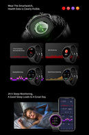 Aurafit Smartwatch NEXA 2/AM05 Bluetooth Chamada, Tela AMOLED 1.43", IP68, Monitor Cardíaco e SpO2, Bateria 300mAh metal de luxo