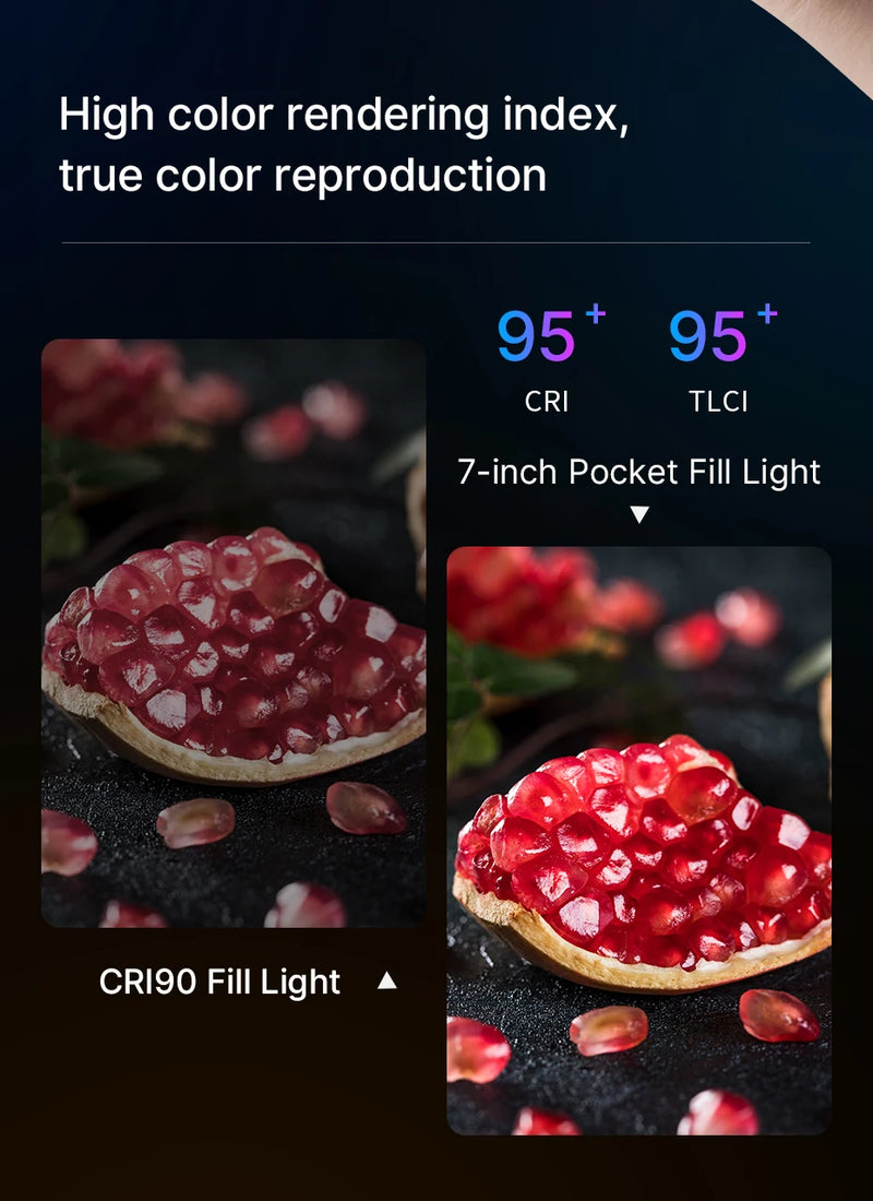 Painel de luz LED RGB Ulanzi LT002, luz de preenchimento de bolso de 7 polegadas, regulável, 2500-9000K, 4000mAh, fotografia para transmissão ao vivo