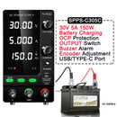 Fonte de alimentação KUAIQU DC 30V 10A, fonte de alimentação de bancada DC regulada por comutação ajustável, 12V 24V 48V 60V 120V, carregamento inteligente