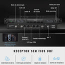 Sistema de microfone sem fio UHF Phenyx Pro PTU-7000 com 4 microfones de mão de 40 canais, varredura automática e seleção de frequência para igrejas