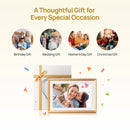 ARZOPA Porta-Retratos Digital com Tela Sensível ao Toque de 10,1" e Wi-Fi | Presente Ideal para a Família | Compartilhe Fotos e Vídeos pelo Aplicativo | D10 Dourado Metálico