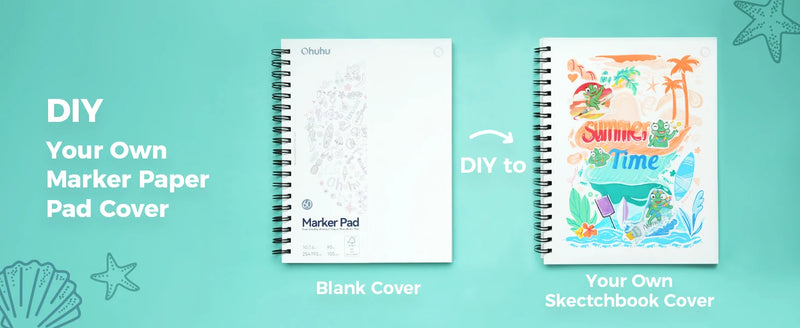 Blocos de marcadores de dupla face Ohuhu, caderno de esboços artísticos à prova de sangramento, espiral, caderno de esboços para marcadores de álcool, caderno de desenho escolar