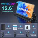 Monitor portátil de 15,6 polegadas FHD IPS 300cd/m² USB-C HDMI para jogos em PC/PS3/4/5/Switch/Xbox/Laptop/Mini PC/Celular
