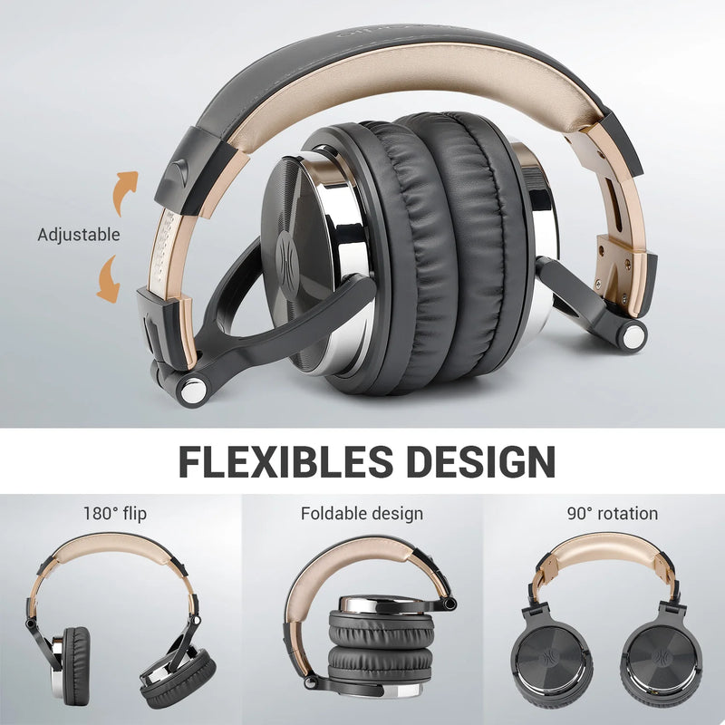 Fones de ouvido com fio Oneodio Pro 10, áudio de alta resolução, fone de ouvido com fio, estéreo, profissional para DJ, com microfone, sobre a orelha, fone de ouvido de estúdio