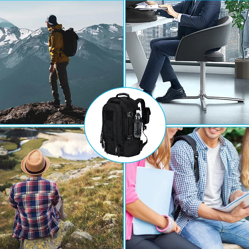 Mochila tática militar de grande capacidade de 40L e 65L para atividades ao ar livre, viagens, caminhadas, acampamentos, pesca, ferramentas, mochila para homens e mulheres