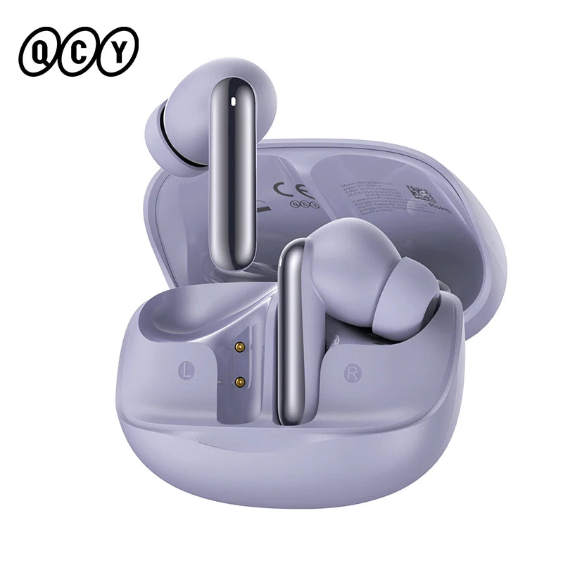 Fones de ouvido sem fio QCY Melobuds N50 ANC Bluetooth 5.4 com cancelamento de ruído ativo, 6 microfones, conexão multiponto para chamadas nítidas