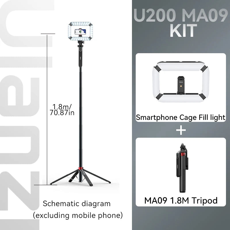 Ulanzi U200 U-200 Smartphone Video Rig LED Video Light 2 em 1 Ring Light Cold Shoe para Microfone Tiktok Youtube Live Rig Light