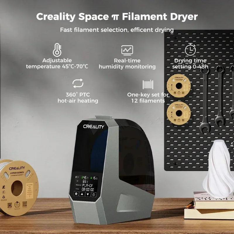 Caixa de secagem de filamentos Creality Space Pi, armazenamento de filamentos de 1 kg, aquecimento de ar quente de 360°, 0-48h, temperatura ajustável de 45°C a 70°C