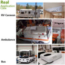 Ar condicionado elétrico de teto Treeligo 12V/24V 13500BTU para trailers, motorhomes e vans. Ideal para estacionamento e transporte em veículos recreativos, caminhões, trailers e caravanas.