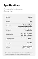 Ulanzi CU01 Termostático Semicondutor Câmera Cooler Ventilador de Refrigeração Radiador Kit de Gravação 4K Dissipador de Calor para Sony Canon Nikon