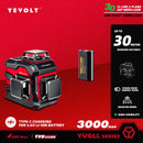 Nível a laser verde série YEVOLT YVGLL4XS, 3/4 planos, 12/16 linhas, autonivelante, 360 graus, 3D/4D, horizontal e vertical, 3,6 V, 3 Ah, ferramentas elétricas