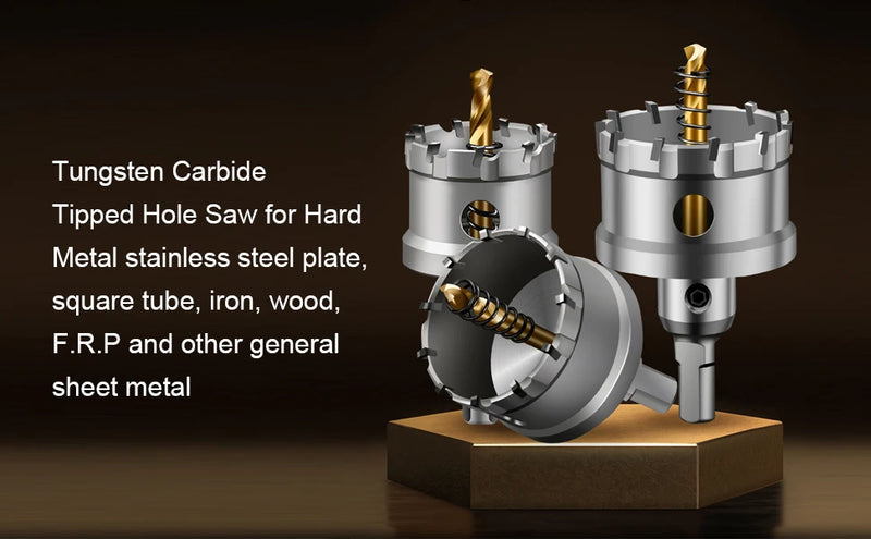 8 peças/conjunto de brocas de 16-35 mm para serra copo TCT de metal com ponta de carboneto e broca de núcleo de metal com caixa