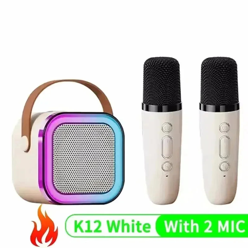 Sistema de Alto-Falante de karaokê Portátil Bluetooth K12 com 2 Microfones Sem Fio, Adequado para Cantos de Casa